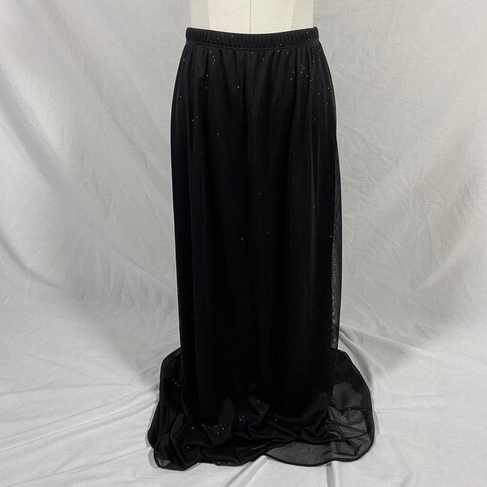 MSK black glitter maxi skirt size small whimsigoth fairy dark vintage